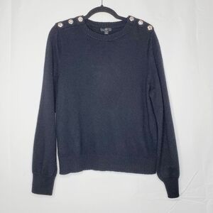 J. Crew Lamb's Wool Blend Crewneck Sweater Size L Jeweled Shoulder Buttons